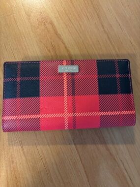 Kate Spade Red and Black Plaid Continental Wallet